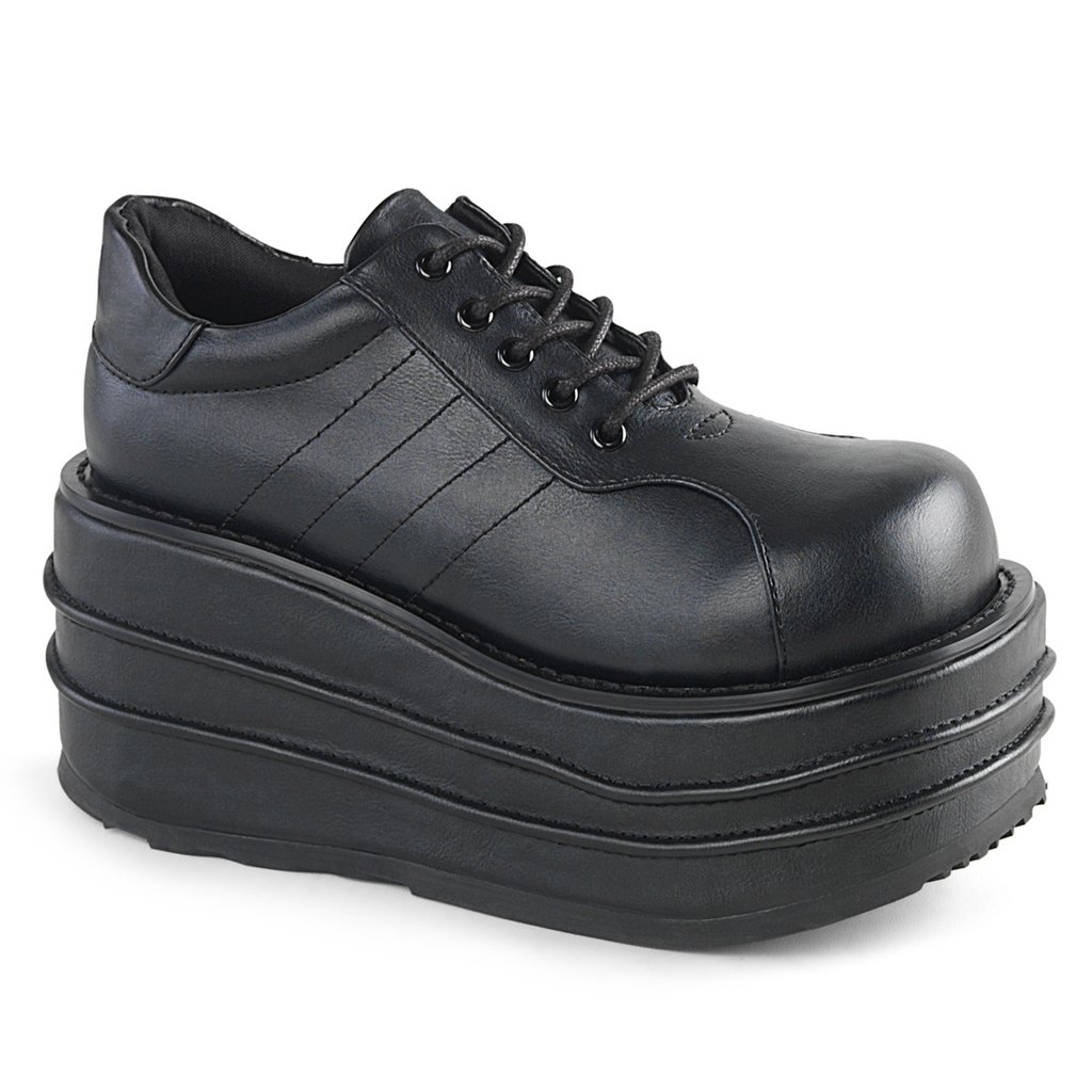 Chaussures Plateforme Demonia Tempo 08 Vegan Cuir Homme - Noir 78219-HPYA